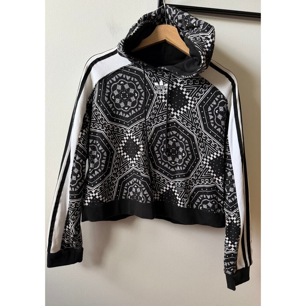 Adidas Kaleidoscope bandanna oversized cropped hoodie women's size M